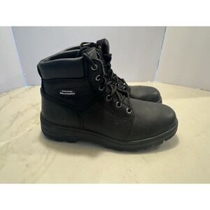 Skechers Work Relaxed Fit Slip Resistant Leather Work Boots Black Men's Size 9